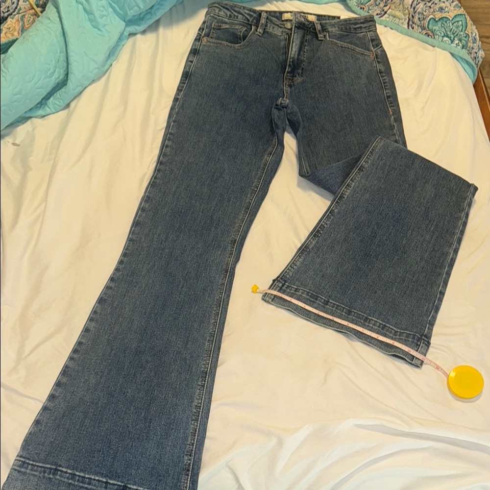 Blue Flare Wide Leg Jeans Retro Style 29Wx34L NWT
